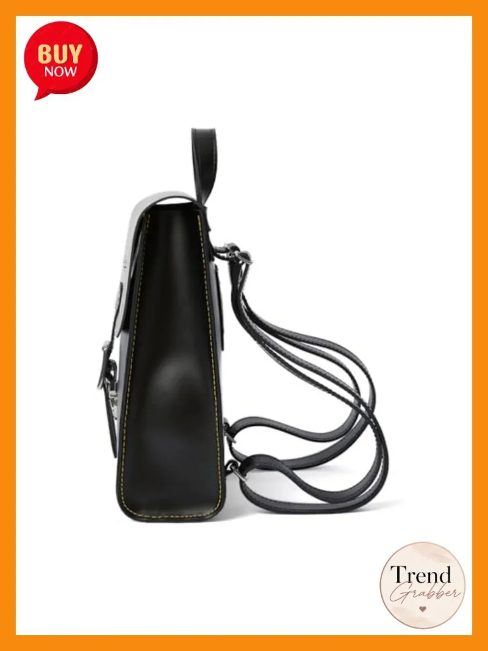 Leather Mini Box Backpack with Adjustable Straps and Interior Pockets